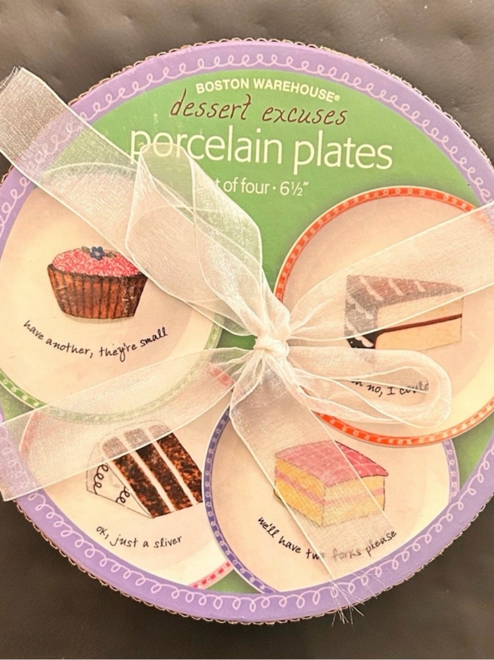 Boston Warehouse Pastel Multi Dessert Porcelain Plates (Set of 4)